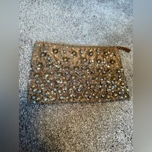 Anthropologie Gold Beaded Clutch